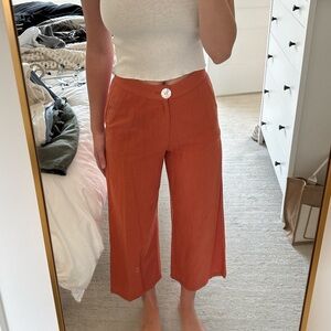 Orange linen capris